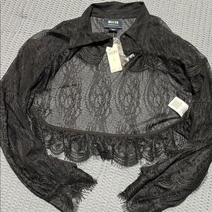 Anthropologie Maeve Black Lace Top